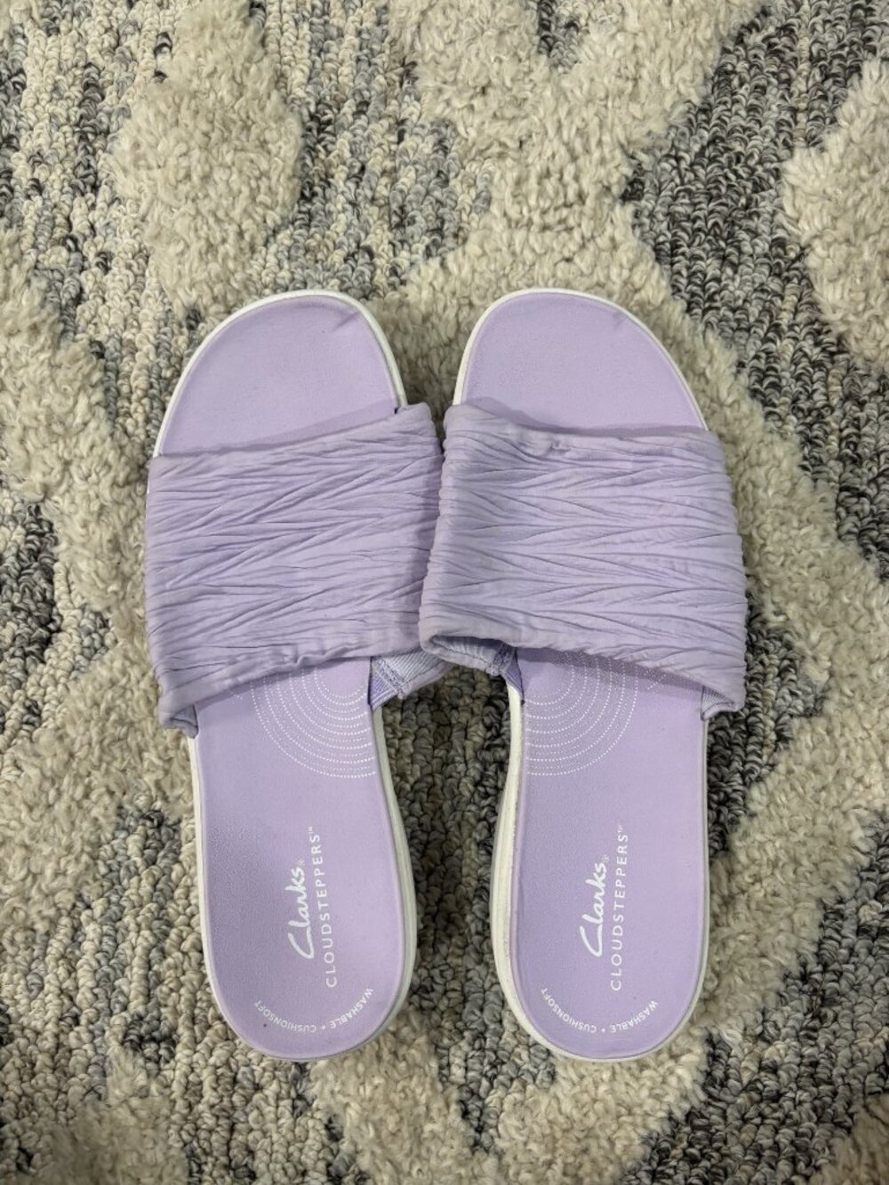 Clarks Cloudsteppers Drift Petal Slide Sandals Lilac Size 8.5 M